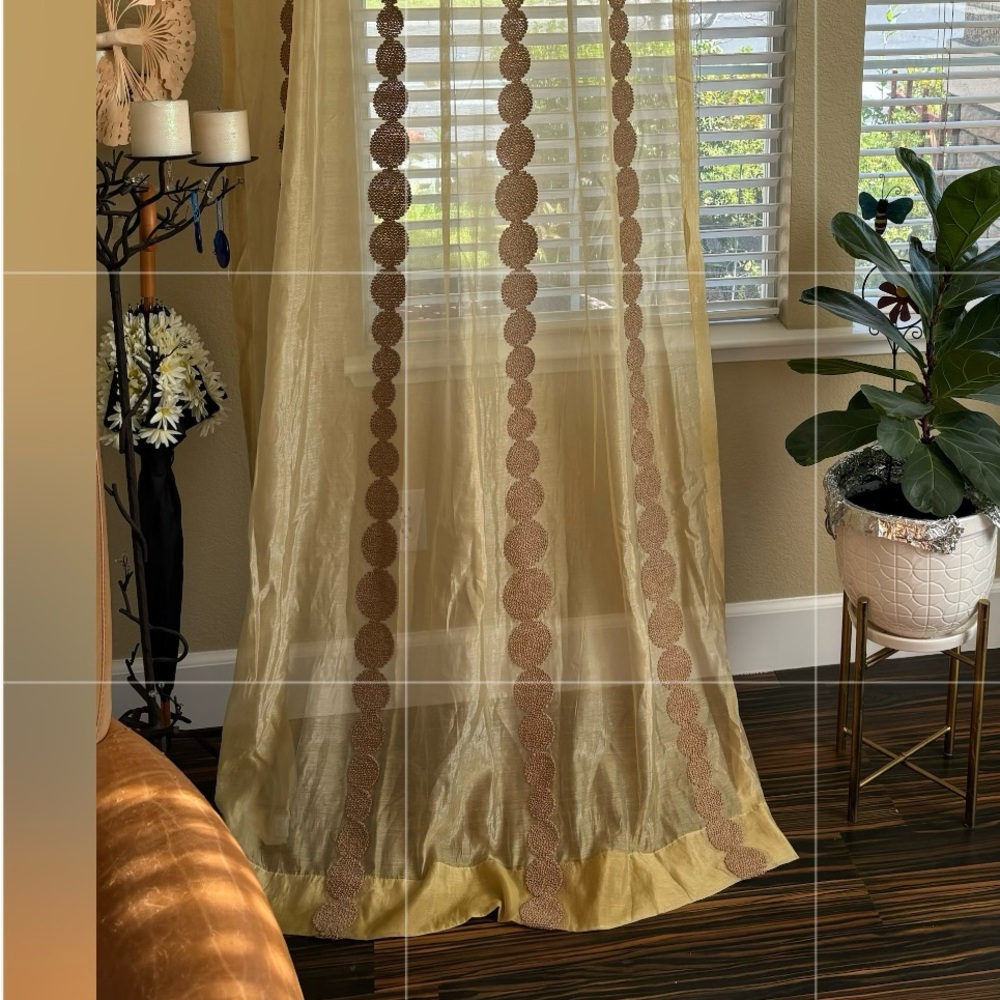 Bed & bath beyond gold curtains for windows four pieces set